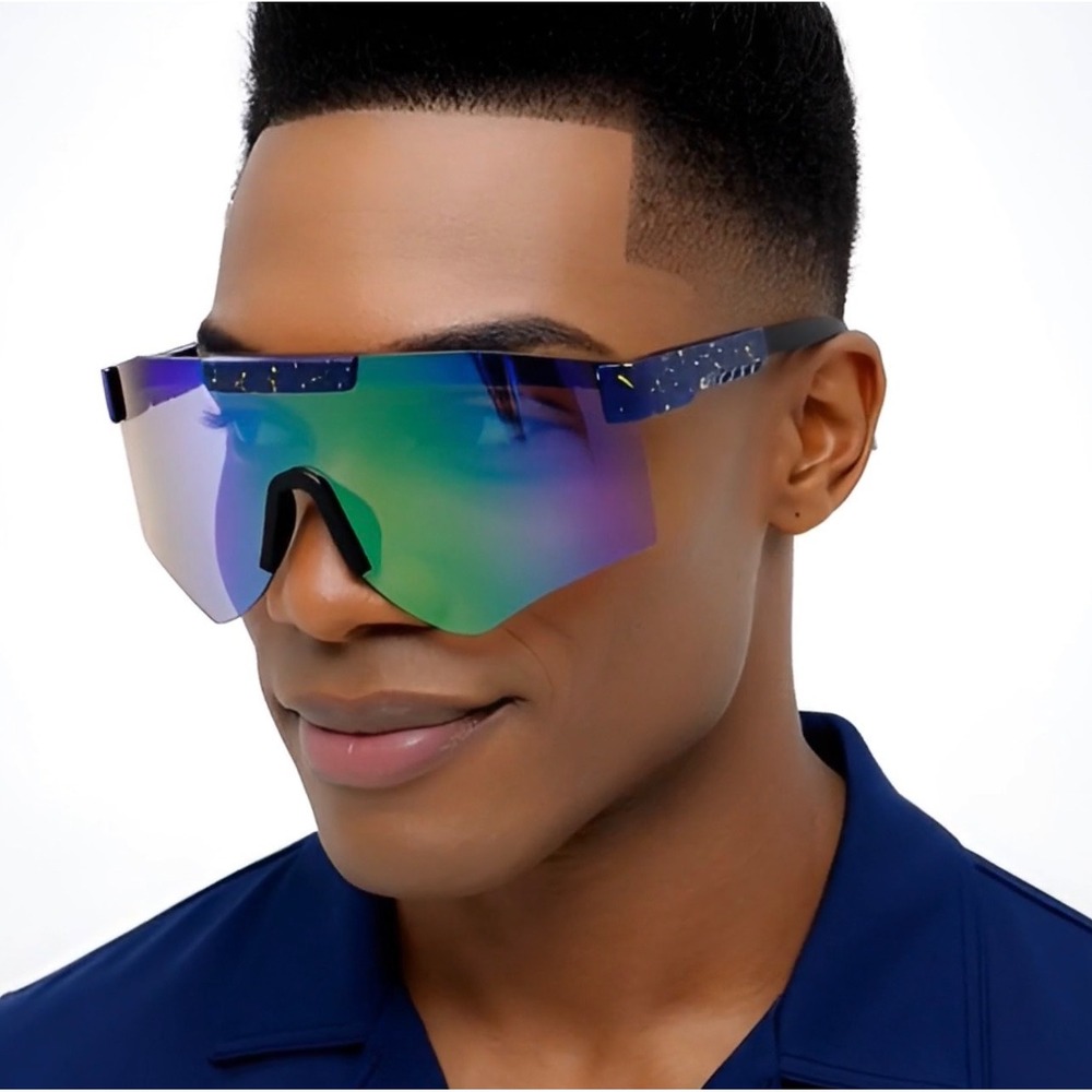 Sunglasses Sport‎ Fishing Beach Shades UV400 Mirrored Lens Wrap Cover Face Gafas